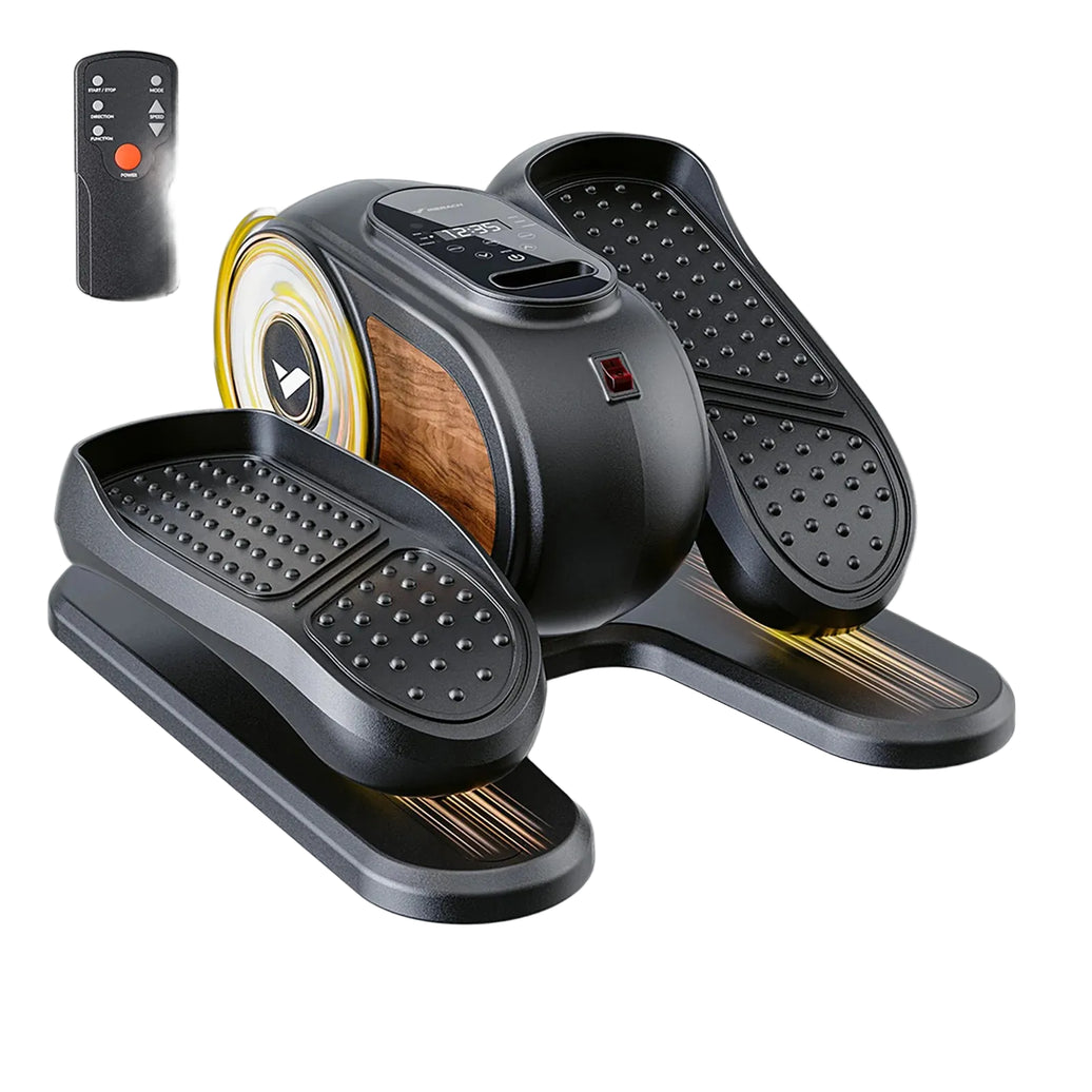 Black foot exfoliation machine with remote control on a white background, featuring Merach branding.