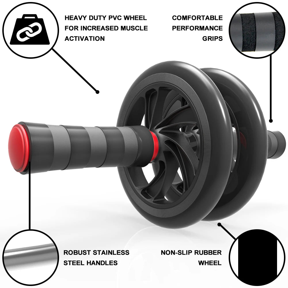 Ab roller with features highlighted on a white background
