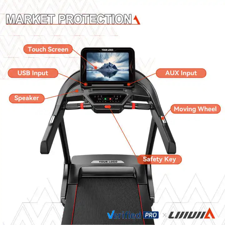 XMSJ 5HP Commercial Folding Treadmill β Auto Incline, 15.6β Touchscreen, Heart Rate & MP3 | Home & Gym Use