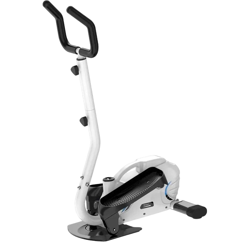 White and black elliptical trainer on a white background
