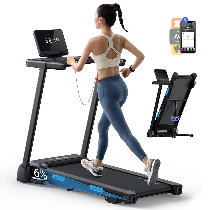 MERACH T12 Foldable Incline Treadmill – Compact, Powerful, and Smart