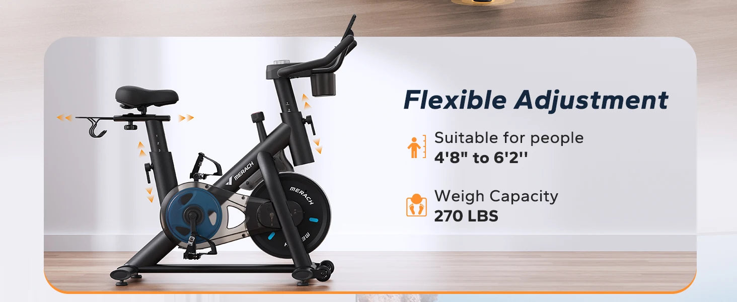 MERACH Magnetic Resistance Exercise Bike - S26B2 | Adjustable Seat & Resistance for Home Gym Workouts