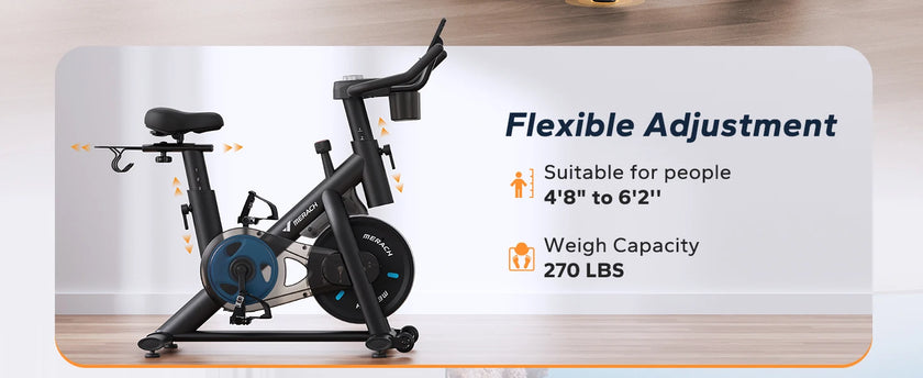 MERACH Magnetic Resistance Exercise Bike - S26B2 | Adjustable Seat & Resistance for Home Gym Workouts