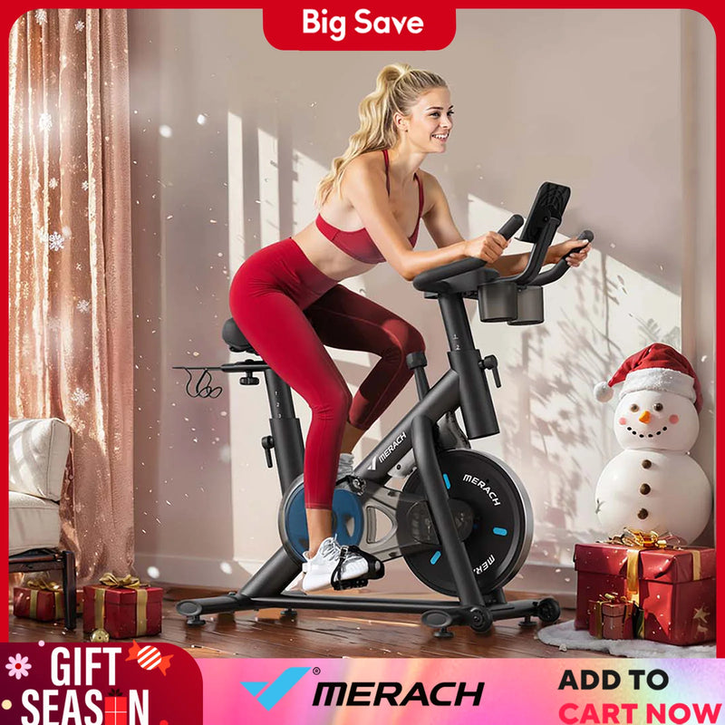 MERACH Magnetic Resistance Exercise Bike - S26B2 | Adjustable Seat & Resistance for Home Gym Workouts
