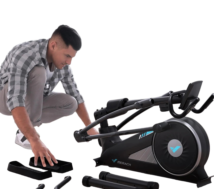 Man assembling elliptical machine
