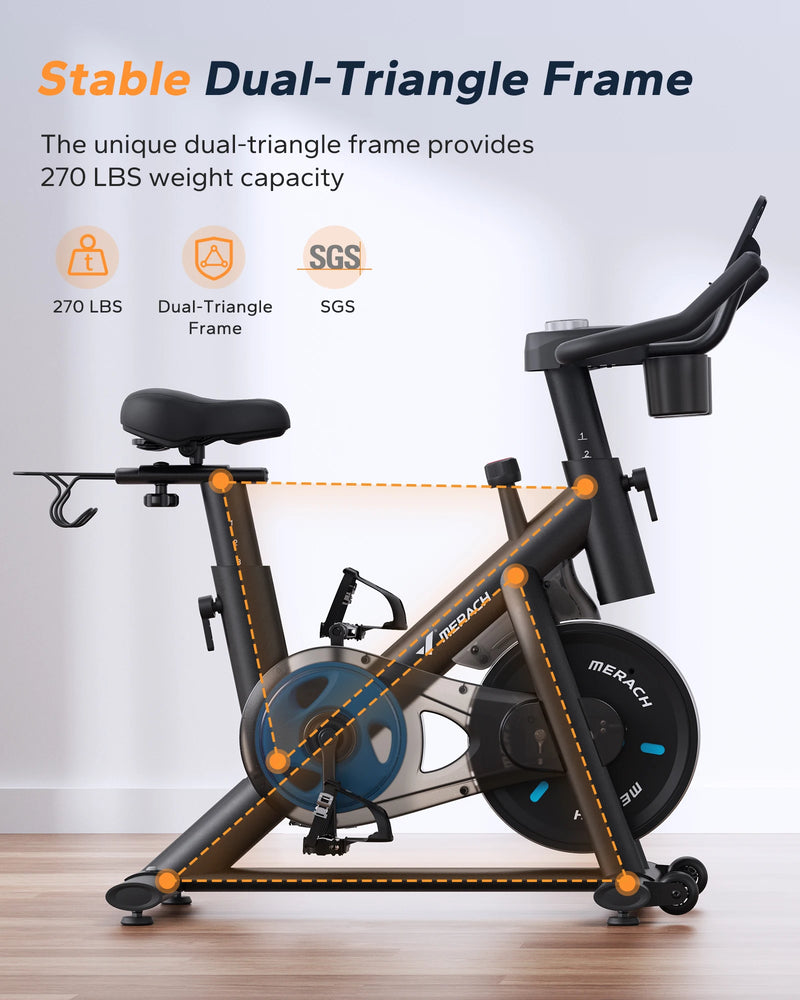 MERACH Magnetic Resistance Exercise Bike - S26B2 | Adjustable Seat & Resistance for Home Gym Workouts
