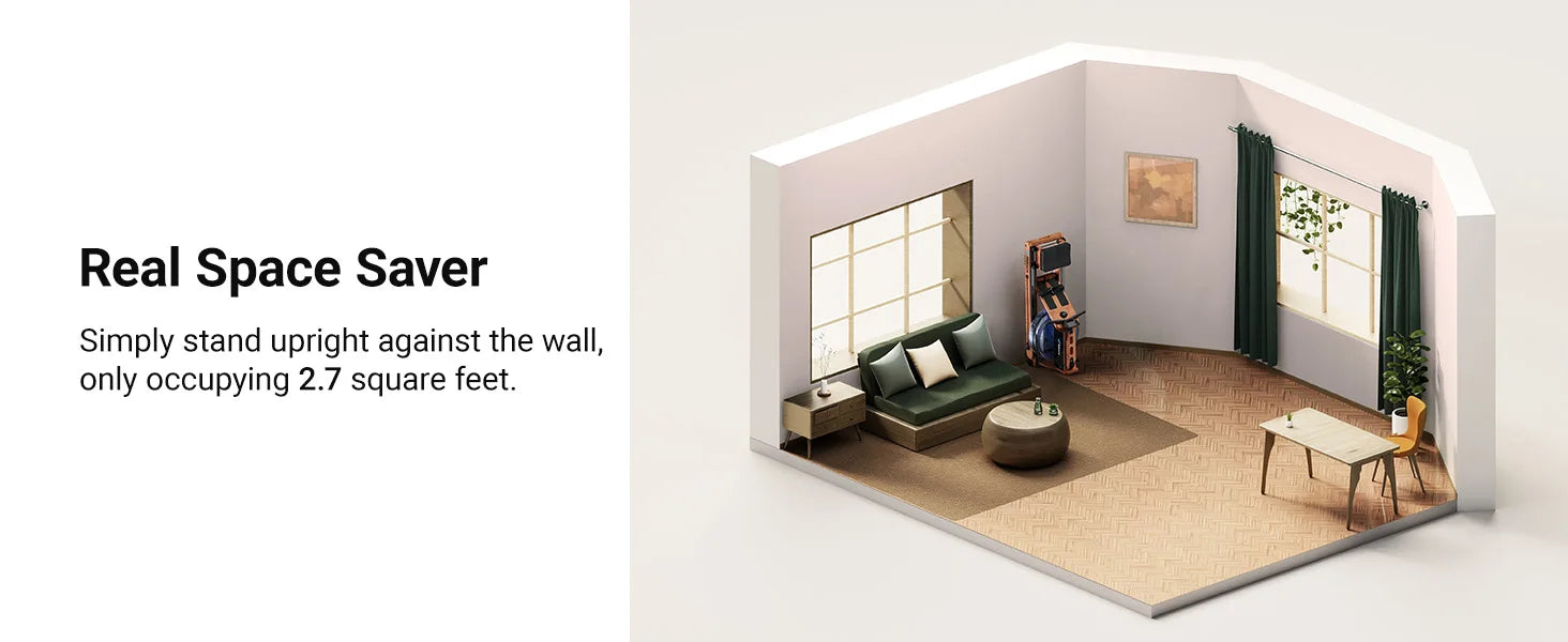 MERACH 950 Water Electromagnetic Rowing Machine – Foldable, LCD Display, Oak Wood Frame, Maximum 350 lbs Capacity