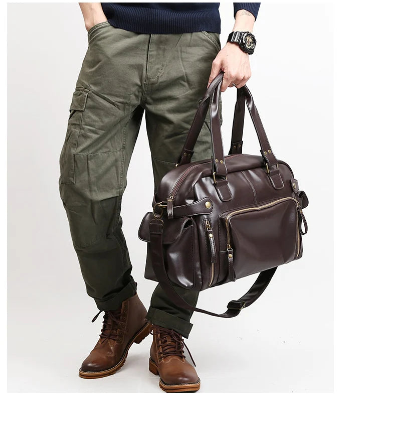 Men's Vintage PU Leather Travel Shoulder Bag