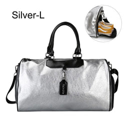 Classy Silver Gym Bag with Bag Tag