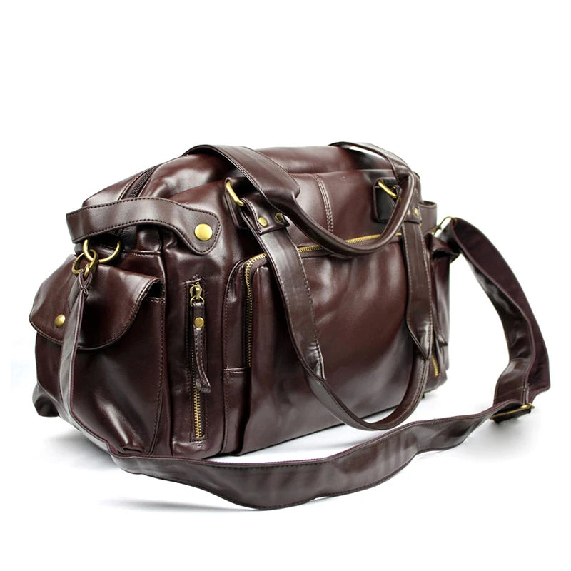 Men's Vintage PU Leather Travel Shoulder Bag