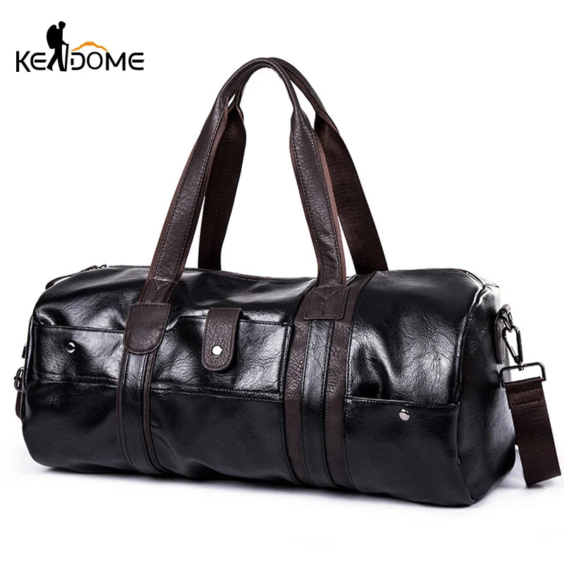 Cylindrical Soft Leather Gym Bag