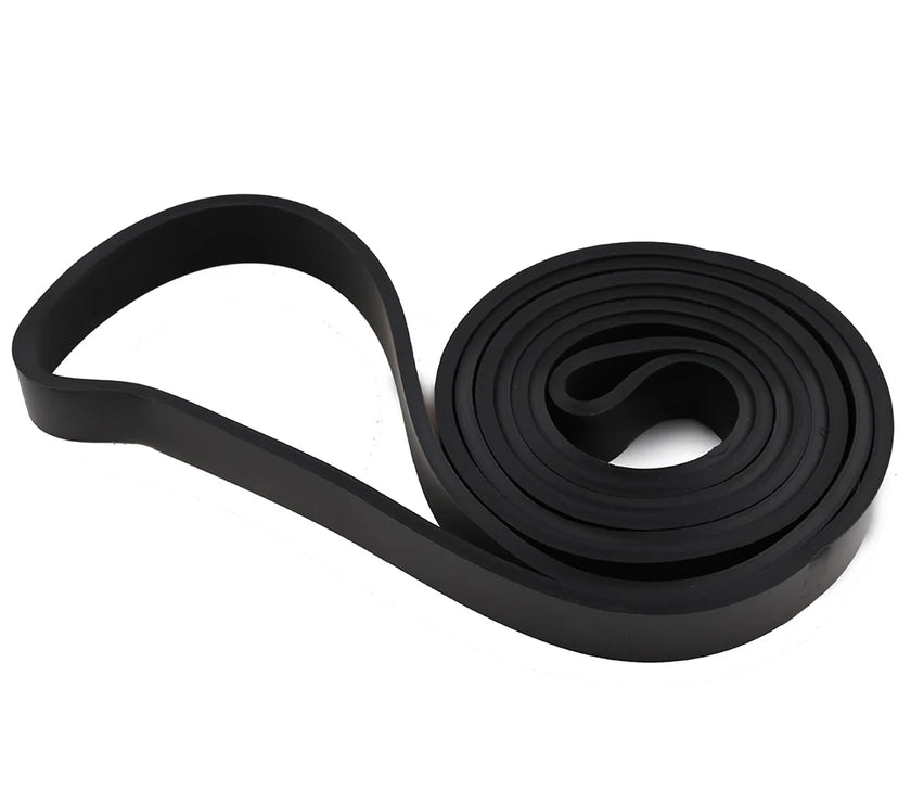 Black rubber band on a white background