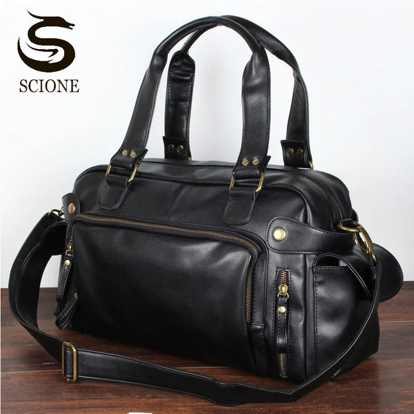 Men's Vintage PU Leather Travel Shoulder Bag