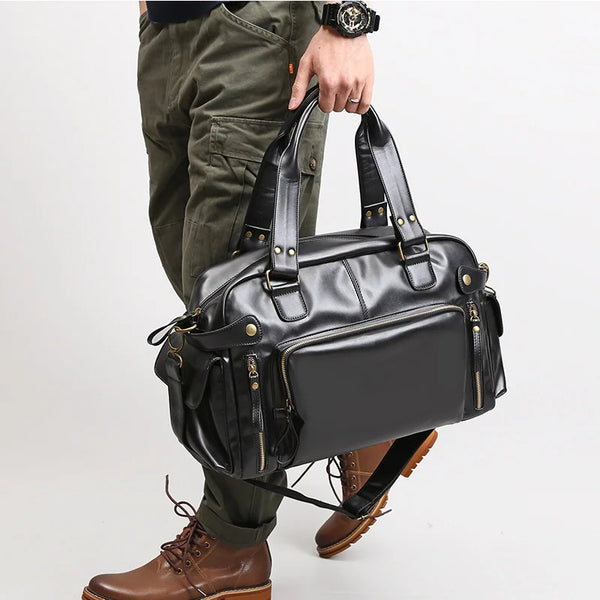 Men's Vintage PU Leather Travel Shoulder Bag