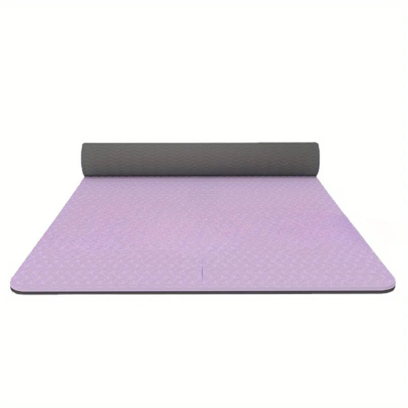 Purple and gray yoga mat on a white background