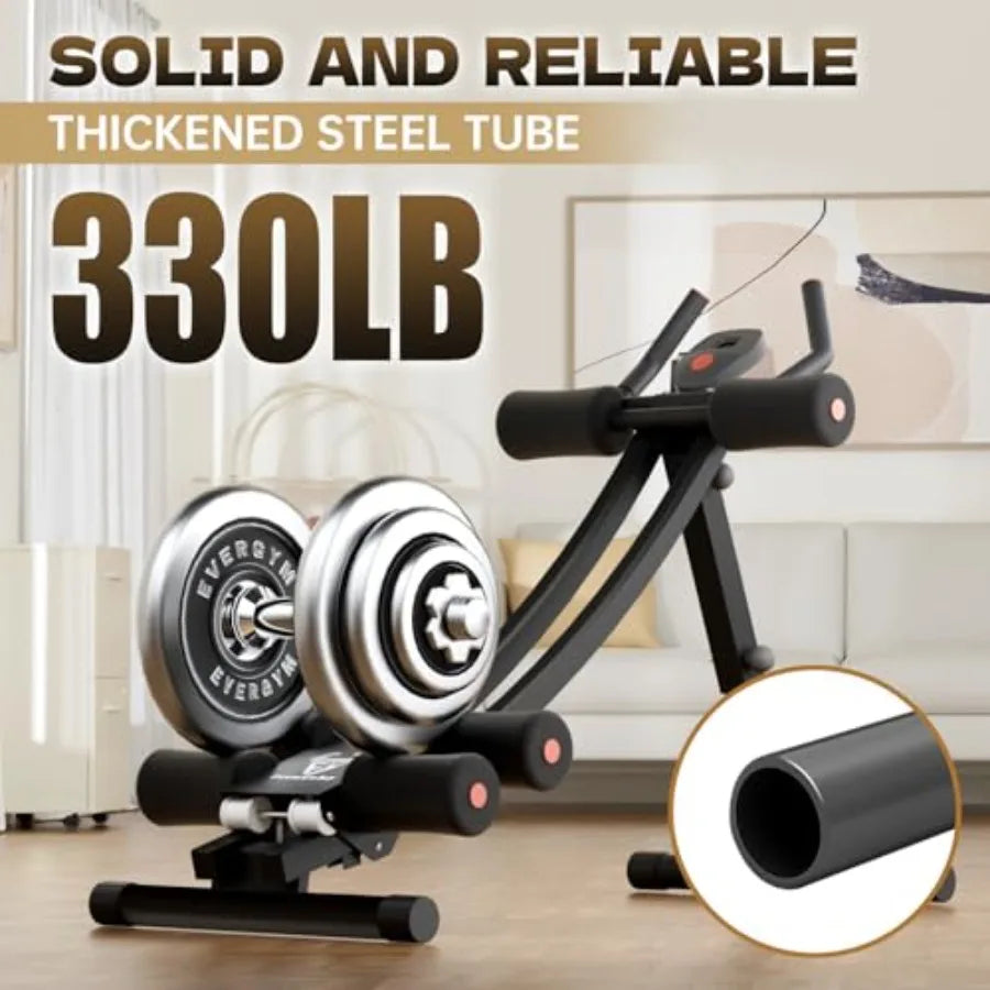 Home gym equipment with 330 lb weight capacity and thickened steel tube feature.