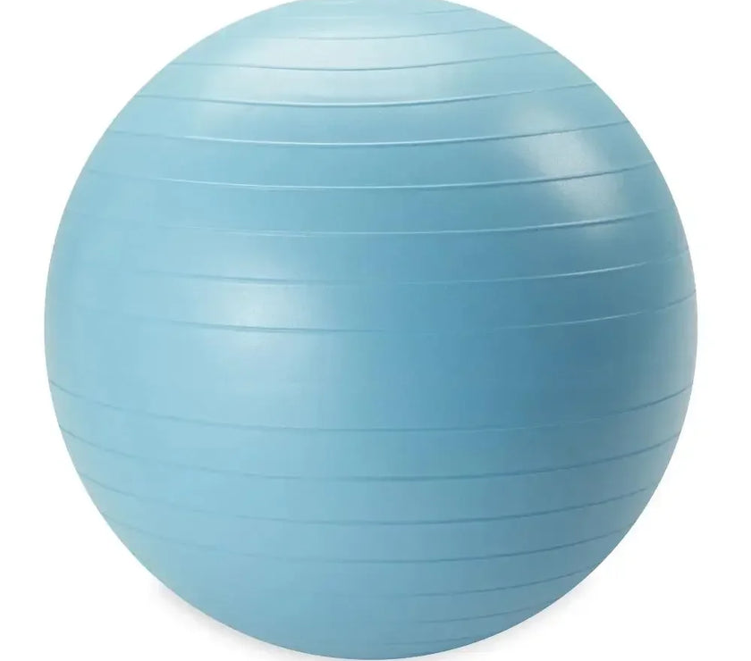 Blue exercise ball on a white background