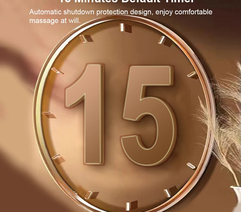 Gold clock face with number '15' on a brown background