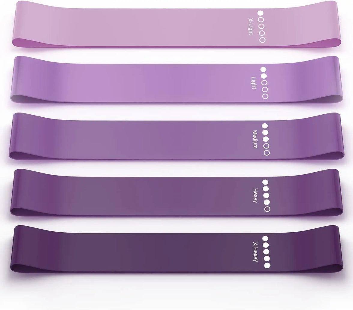 SpokenFitness Resistance Bands (5-Pack) — Natural Rubber Latex, Color-Coded for Pilates, Yoga & Strength
