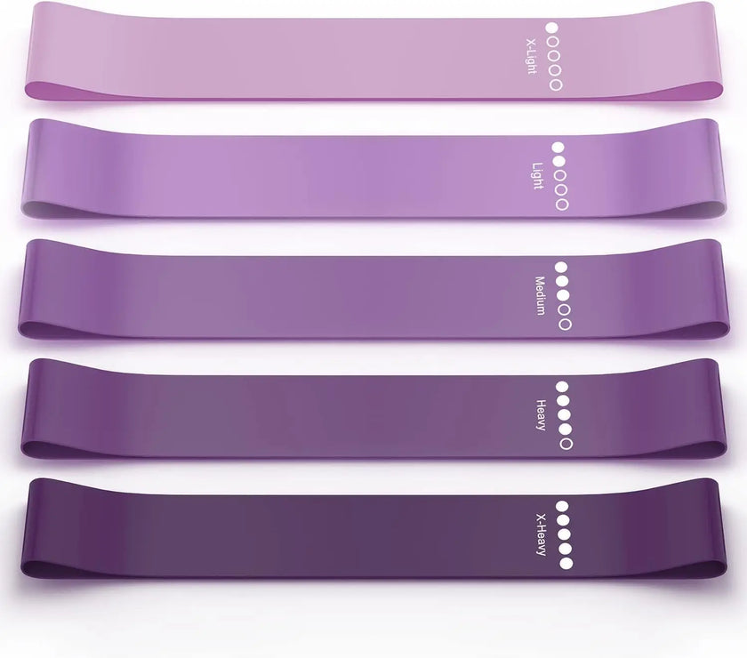 SpokenFitness Resistance Bands (5-Pack) — Natural Rubber Latex, Color-Coded for Pilates, Yoga & Strength