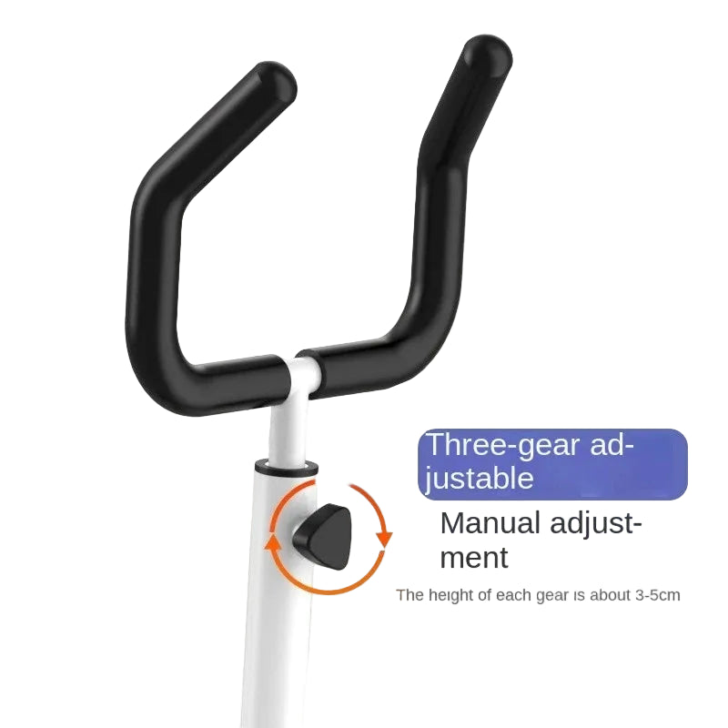 Black bike handlebar with manual adjustment feature on a white background