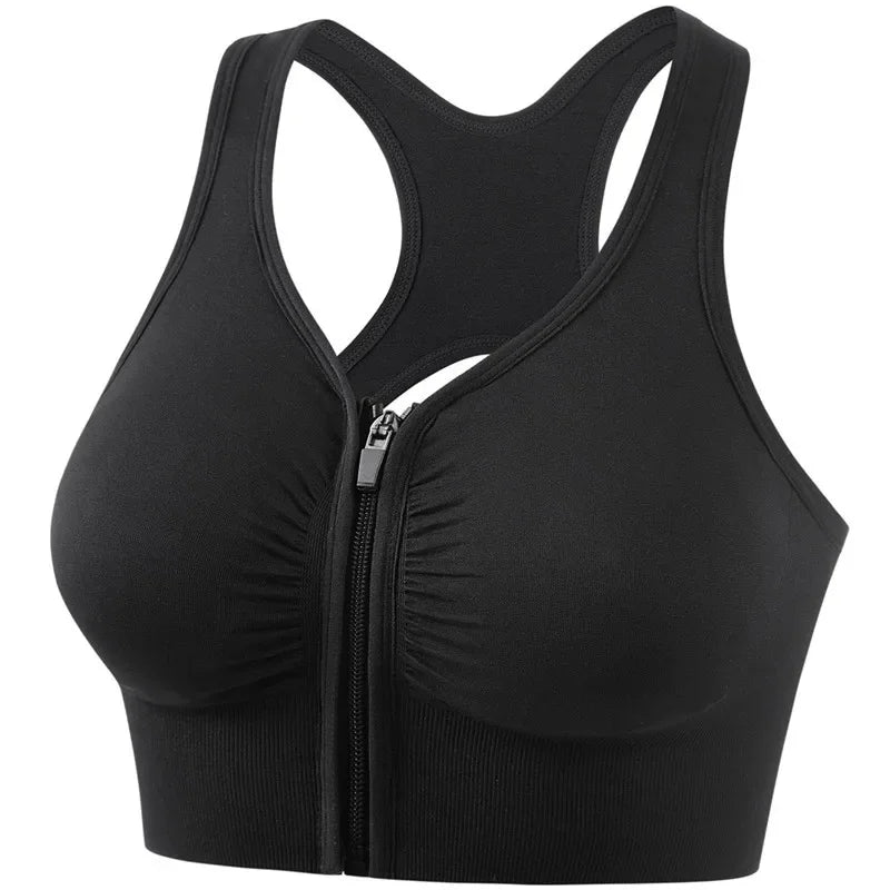 Front Zipper Seamless Sport Bra