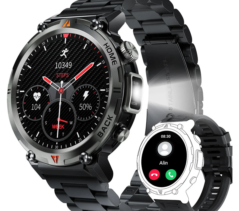 EIGIIS Men’s Smart Watch 1.45" — Bluetooth Calling, Heart Rate/SpO₂ Sleep Tracker, Multi-Sport, IP67, 5–7 Day Battery