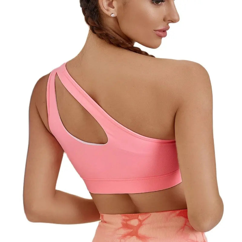 One Shoulder Quick Dry Yoga Sports Bra