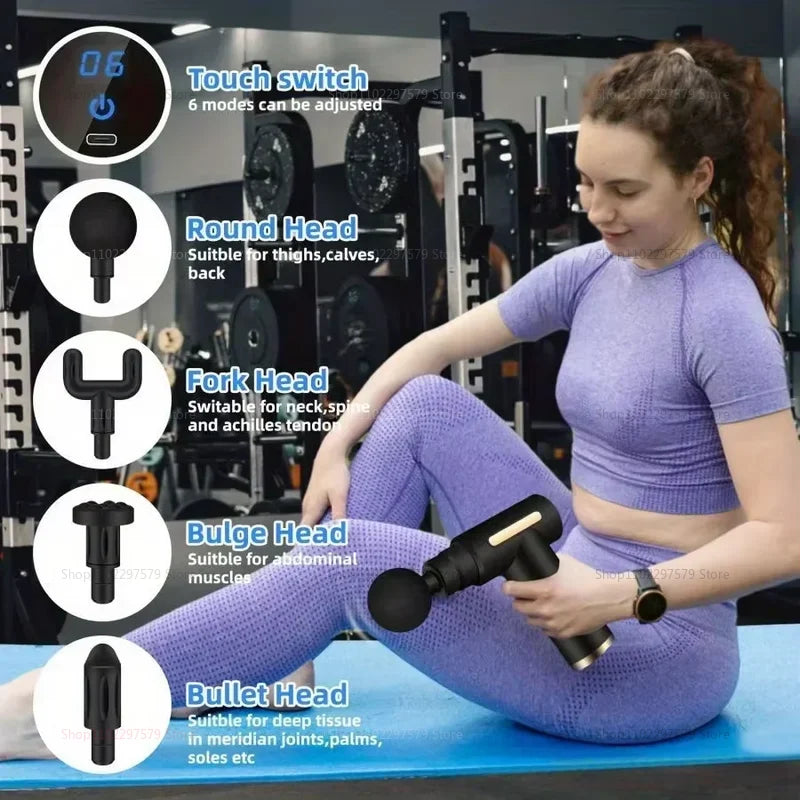 Electric Percussion Massage Gun for Deep Tissue Muscle Relaxation Fatigue Relief Body Neck Back Shoulder Fitness Tool