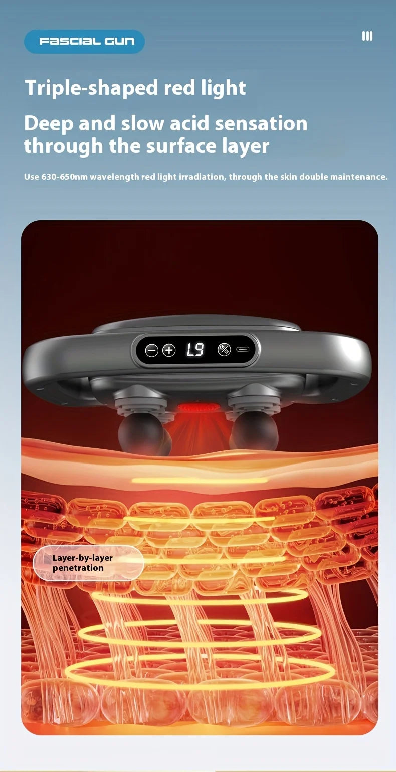 Product with red light therapy feature on a blue background