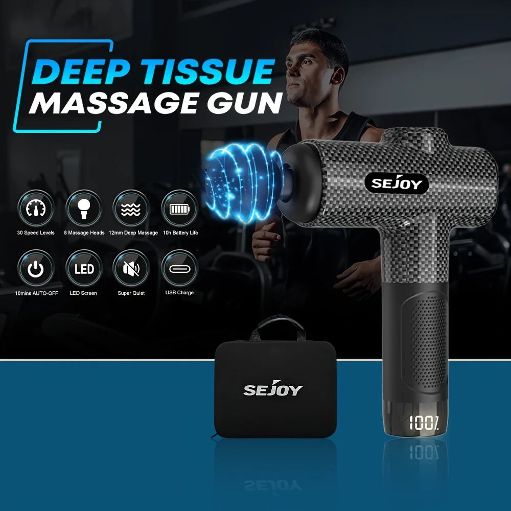 Sejoy 30 speeds Massage Gun Percussion Massager Fascia Gun Deep Tissue Muscle Vibrating Relax