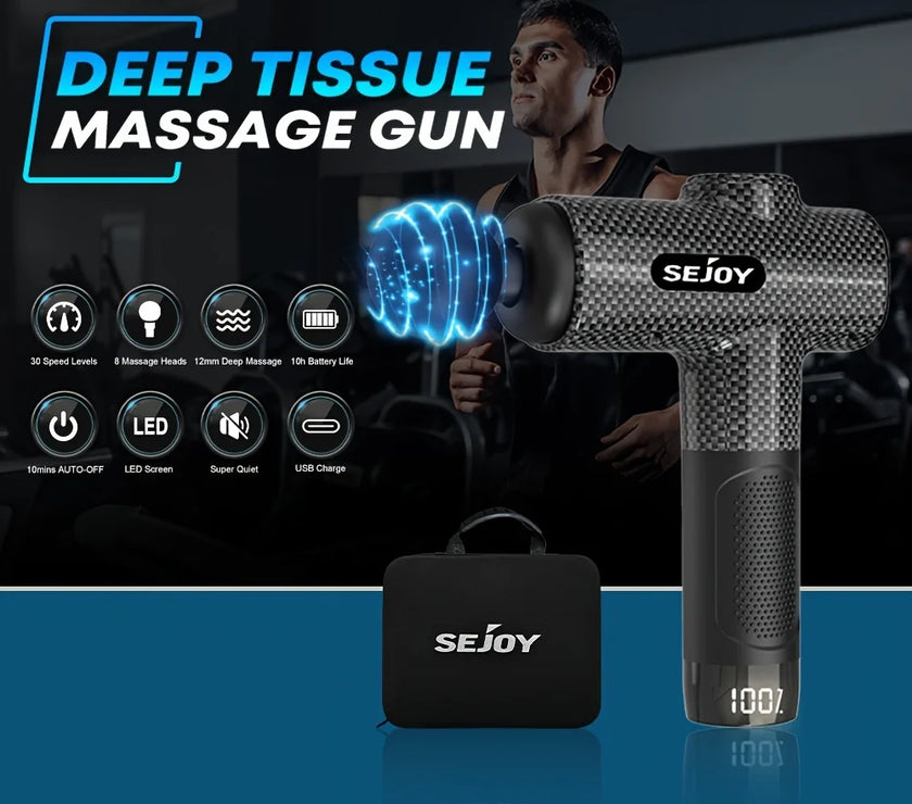 Sejoy 30 speeds Massage Gun Percussion Massager Fascia Gun Deep Tissue Muscle Vibrating Relax