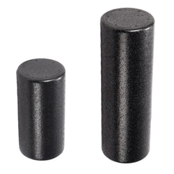 Two black cylindrical objects on a white background