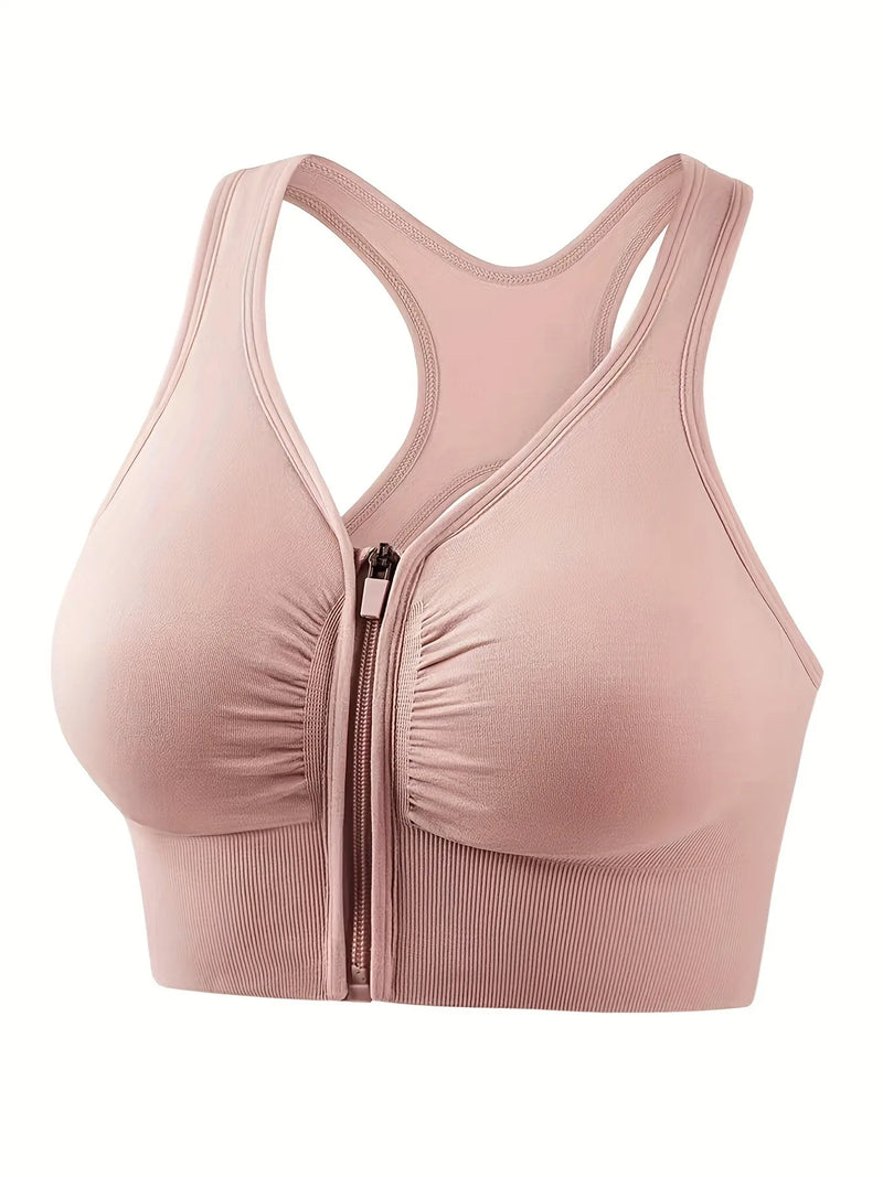 Front Zipper Seamless Sport Bra