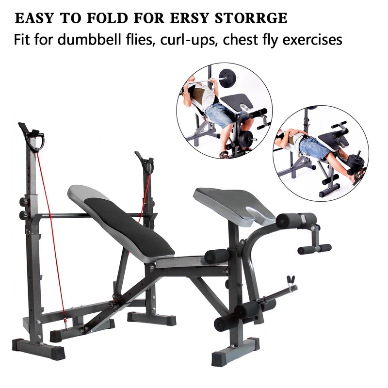 Artudatech Full Body Workout Adjustable Weight Bench Folding Bench Press W/Barbell Rack
