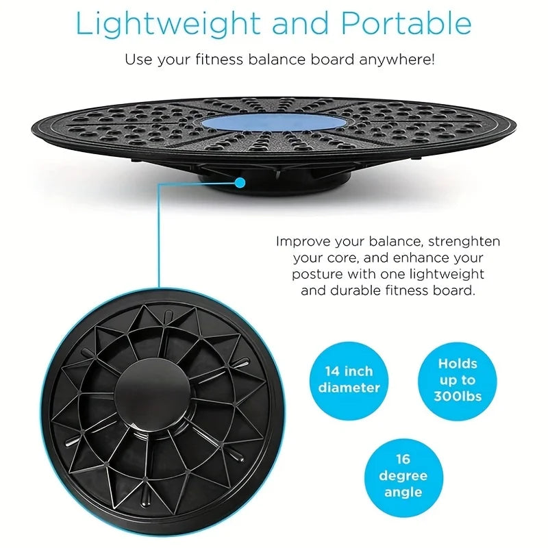 SpokenFitness Balance Board — Non-Slip Rubber Stability Trainer (Unisex) for Core & Balance