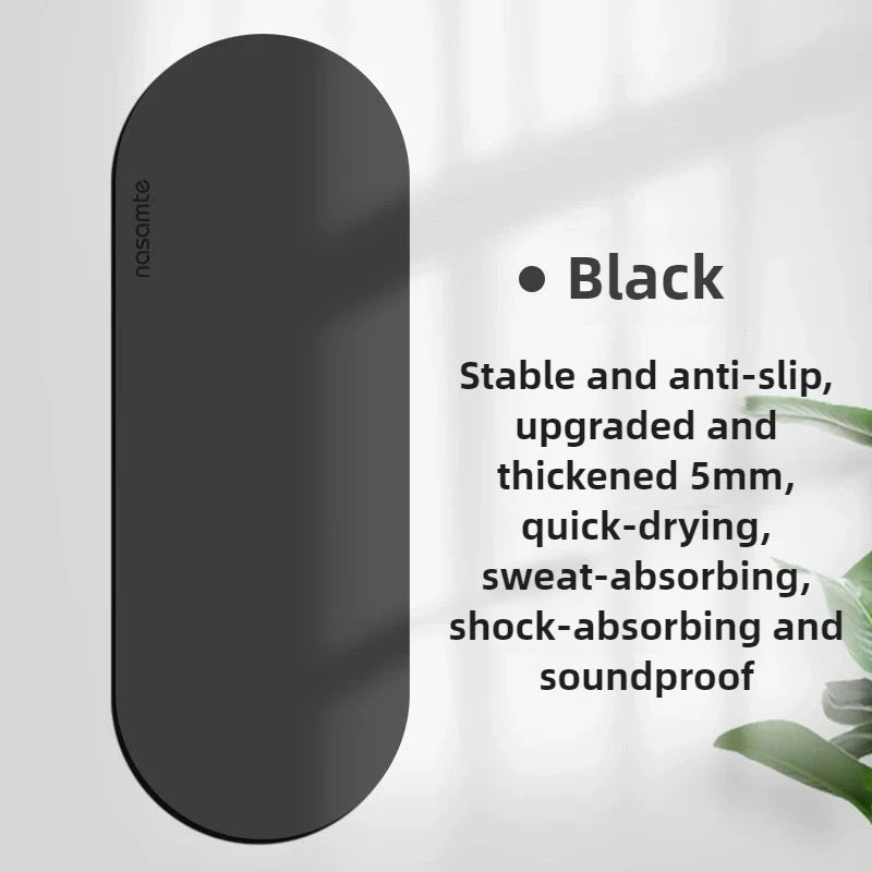Black shoe insert with product features on a light gray background