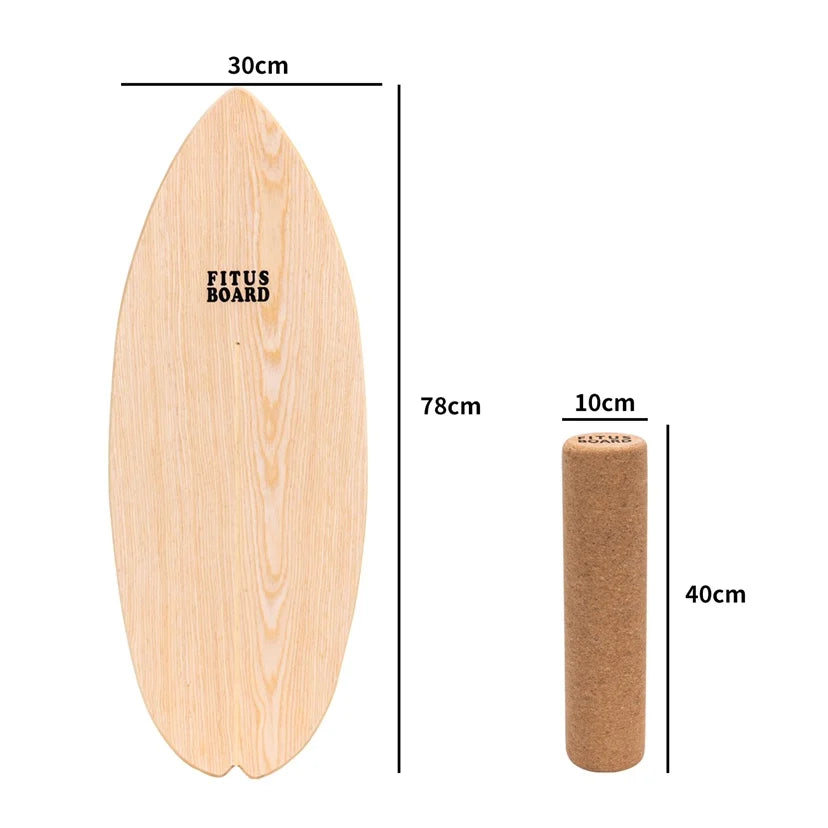 FITUSBOARD Natural Walnut Balance Board — Professional Core Training & Stability Trainer