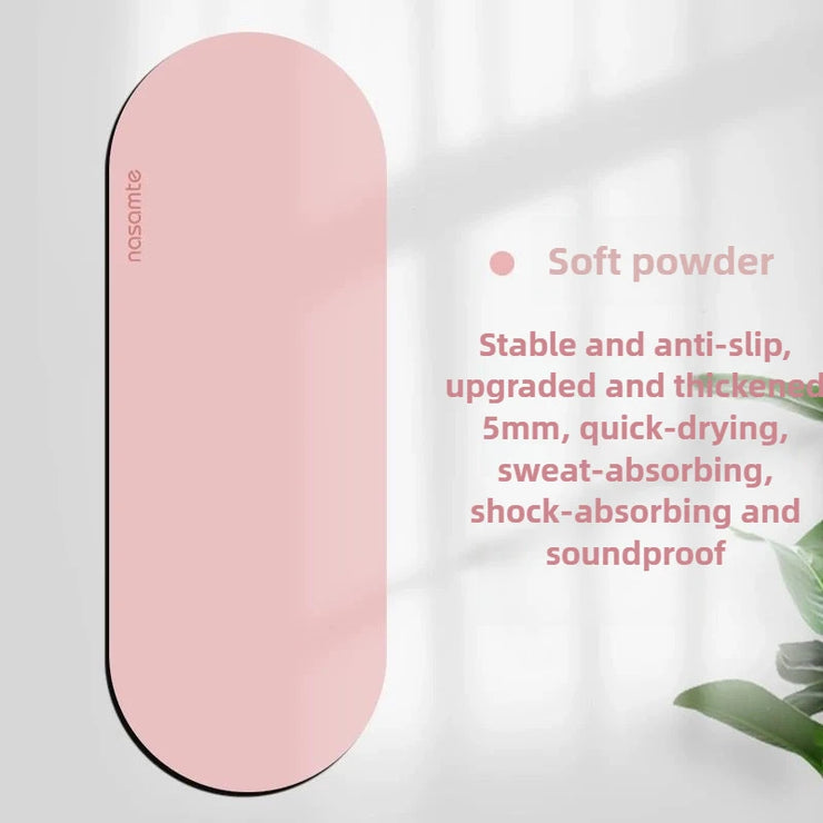 Pink mat with text on a light gray background