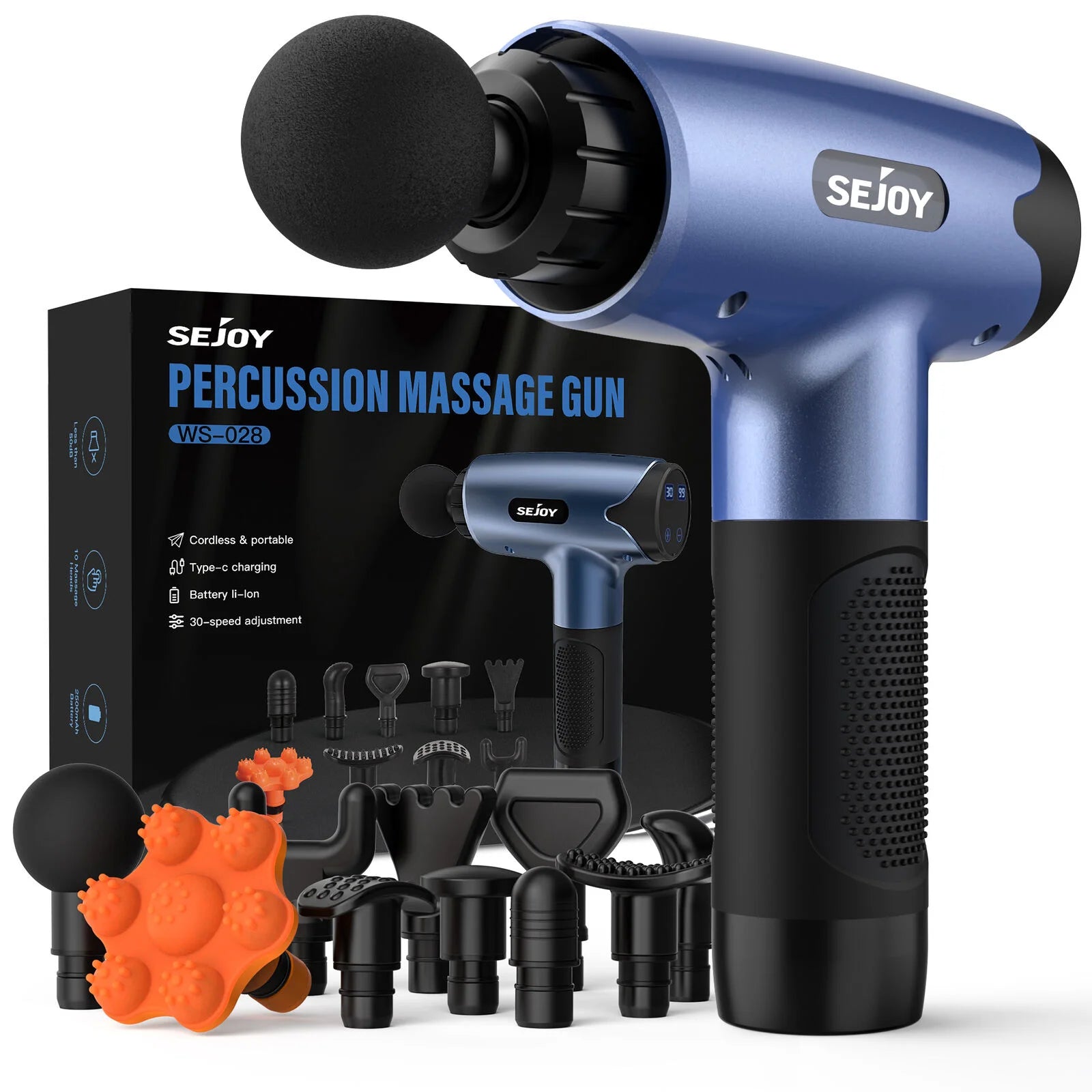 Sejoy 30 speeds Massage Gun Percussion Massager Fascia Gun Deep Tissue Muscle Vibrating Relax