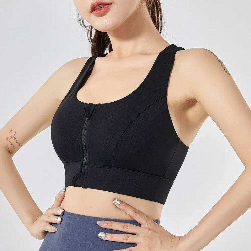 Front Zipper Sports Bra Shock-proof Sports Underwear