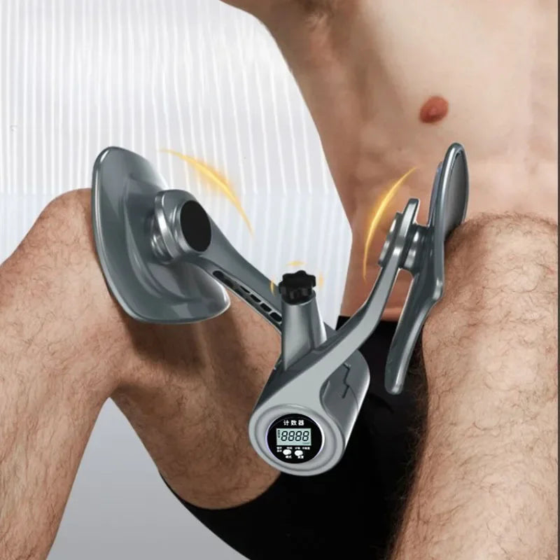 Digital muscle stimulator device on a person's chest