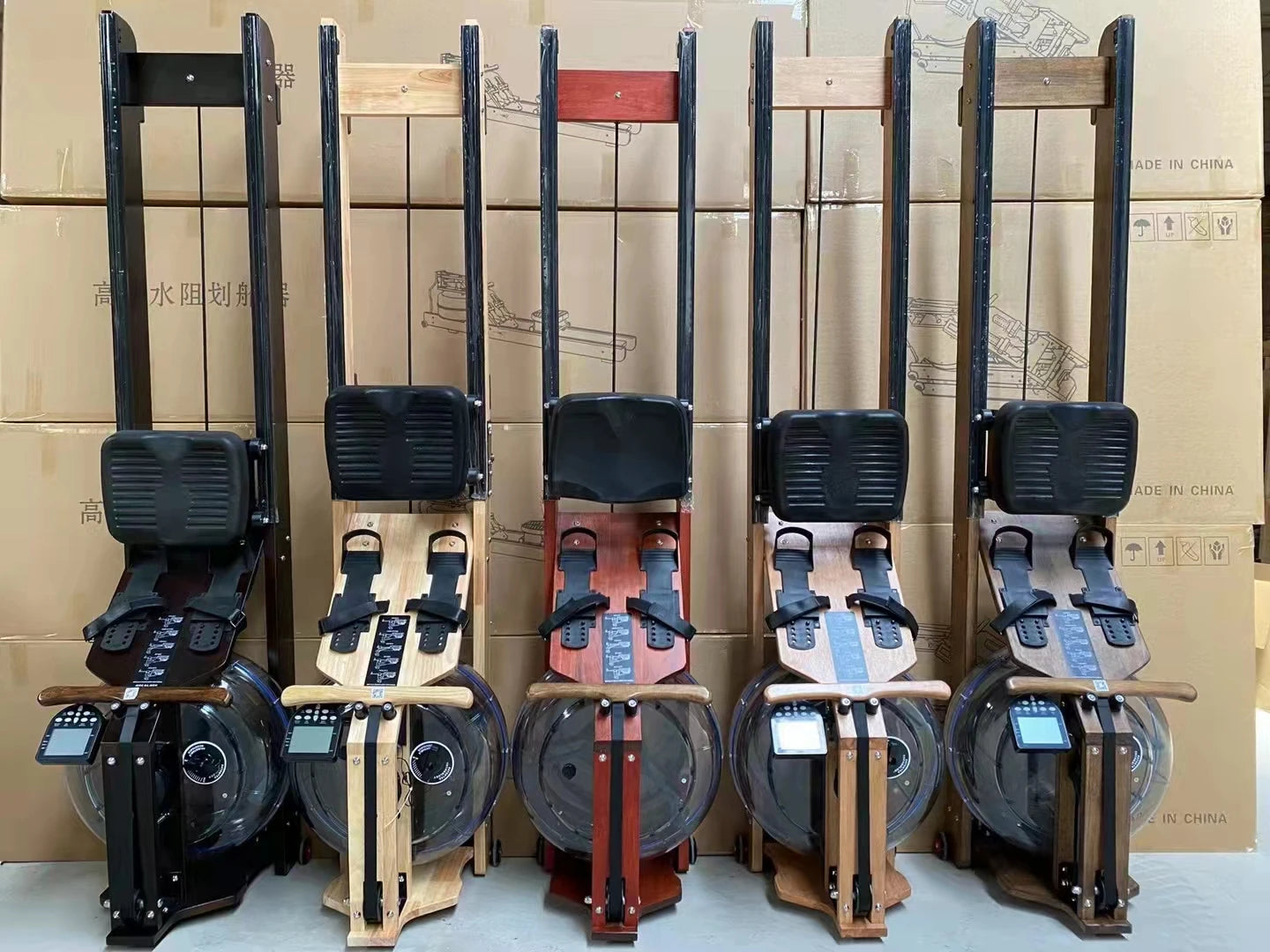 2024 hot home fitness machine folding wood rowing machine water rowing machine