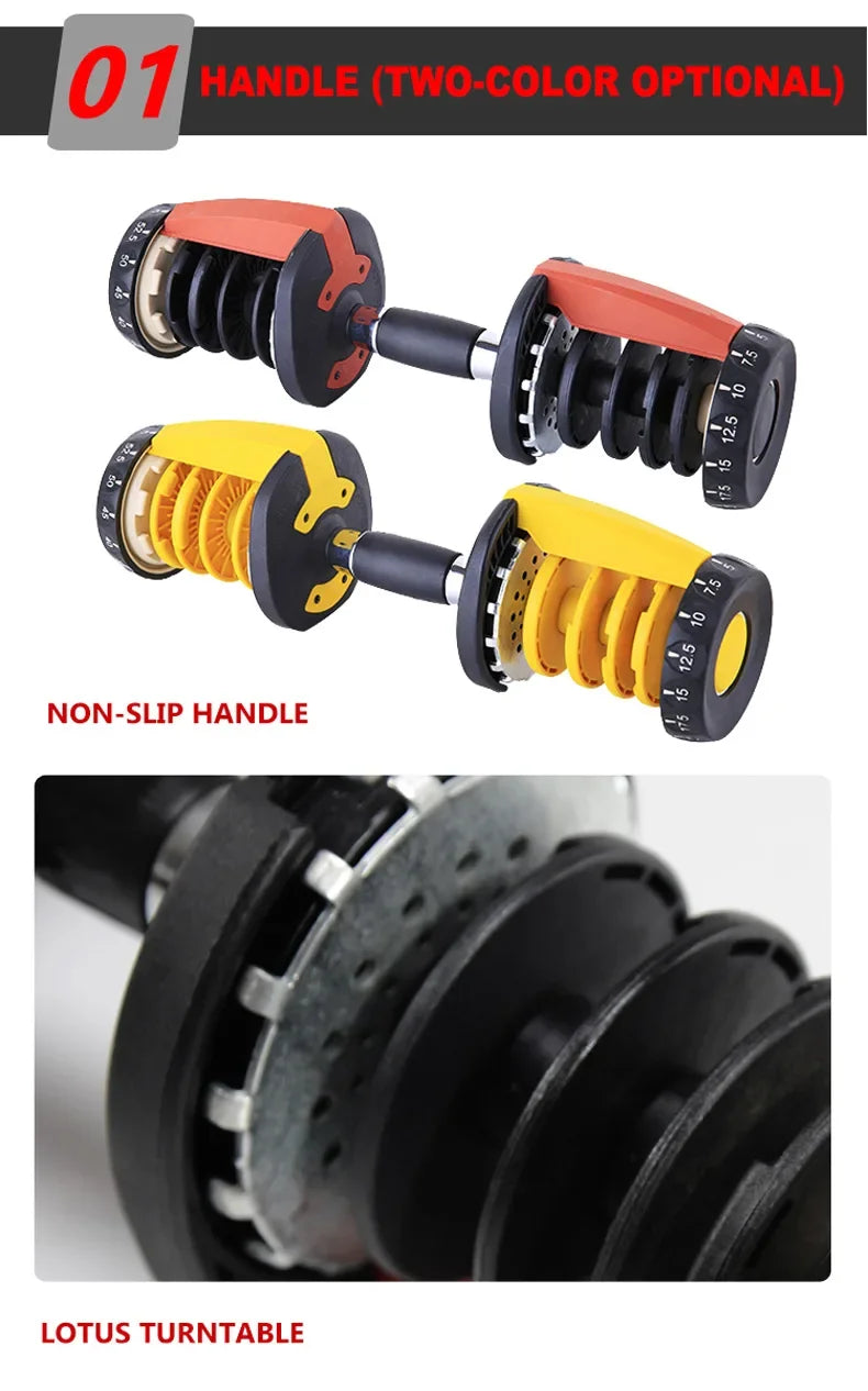 Two different handles with non-slip feature and Lotus turntable branding.