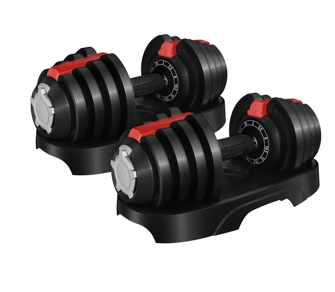 Renwick Adjustable Weight Training Set — Black/Red | Electroplated Steel, No Bluetooth