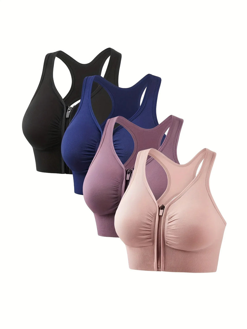 Front Zipper Seamless Sport Bra