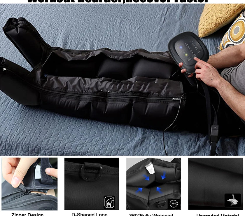 VamsLuna Cycling Compression Boots (Non-Electronic) — Leg Massage Sleeves, 3-Level Fit, 6 Configurations, CE Certified