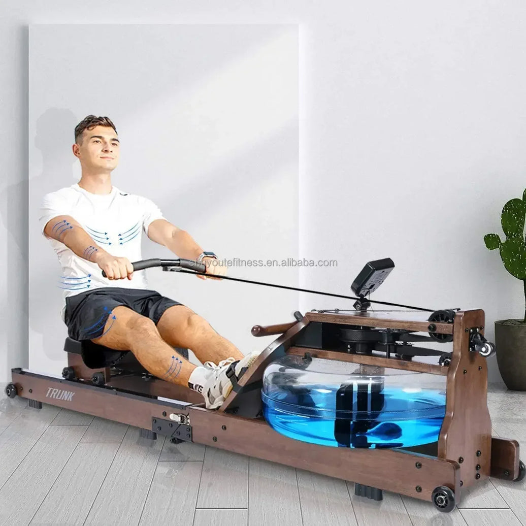 2024 hot home fitness machine folding wood rowing machine water rowing machine