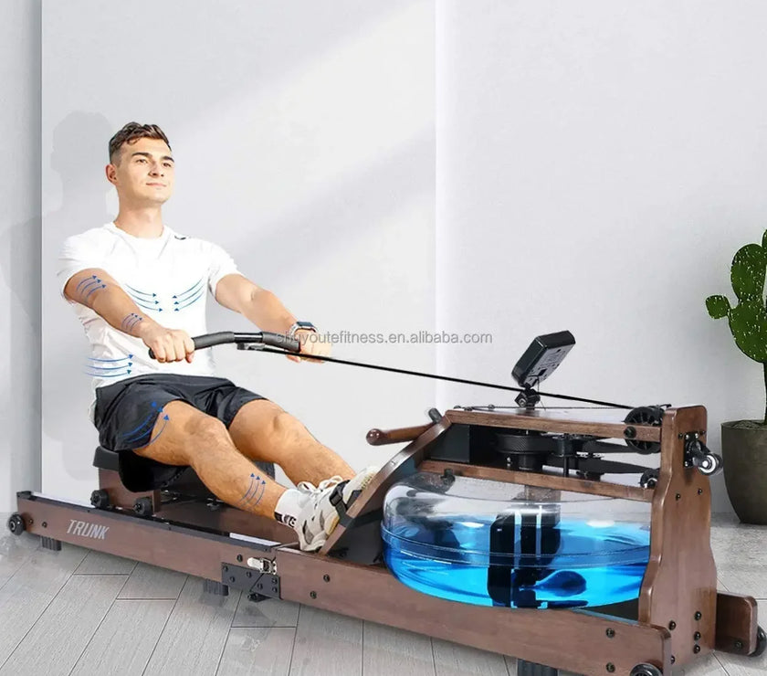 2024 hot home fitness machine folding wood rowing machine water rowing machine
