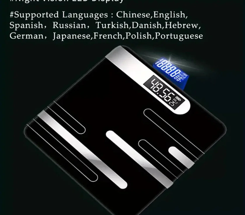 Digital scale with night vision LED display on a black background